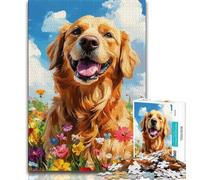 Puzzles for Adults 1000 Pieces Smiling Golden Retriever Puzzles for Teenagers,Stress Reliever Staycation Kill Time Enhance Love between Couples 75x50cm