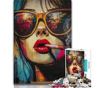 Puzzles for Adults 1000 Pieces Smoking Woman Adult Jigsaw,Staycation Kill Time with Fully Interlocking Randomly Shaped Pieces (size 75x50cm)