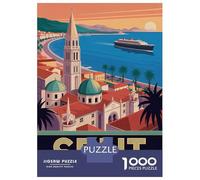 Puzzles for Adults 1000 Pieces Split Croatia Travel Jigsaws for Adults Brain Teaser Game Pattern Assembly Challenging Game Gifts 38x26cm/1000pcs