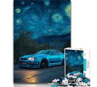 Puzzles for Adults 1000 Pieces Sports Car Under The Night Sky,Stress Reliever Staycation Kill Time with Matching Poster And Trivia Sheet 75x50cm