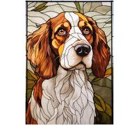Puzzles For Adults 1000 Pieces - Stained Glass Brittany Dog Puzzle Christmas Perfect For Relaxation Activity Difficult Challenging Puzzles