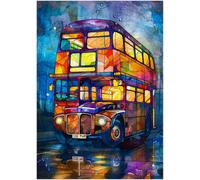 Puzzles For Adults 1000 Pieces - Stained Glass Bus Puzzle Christmas Perfect For Relaxation Activity Difficult Challenging Puzzles