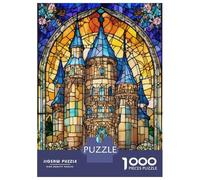 Puzzles for Adults 1000 Pieces Stained Glass Castles Jigsaws for Adults Brain Teaser Game Analysis And Logic Unique Birthday And Xmas Gifts 52x38cm/1000pcs