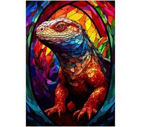 Puzzles For Adults 1000 Pieces - Stained Glass Komodo Dragon Puzzle Christmas Perfect For Relaxation Activity Difficult Challenging Puzzles