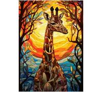 Puzzles For Adults 1000 Pieces - Stained Glass Masai Giraffe Puzzle Christmas Perfect For Relaxation Activity Difficult Challenging Puzzles