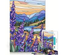Puzzles for Adults 1000 Pieces Stained Glass Mountain Landscape Exact Edge Art Creative Skill Toy Cozy Time Game Christmas Art Piece(38x26cm)