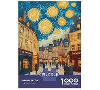 Puzzles for Adults 1000 Pieces Starry Night Street Scene Adult Jigsaw Puzzle Hands-on Game Staycation Kill Time Challenging Game Gifts 38x26cm/1000pcs