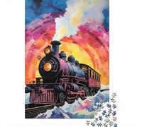Puzzles for Adults 1000 Pieces Steam Train Rainbow Journey Jigsaw for Adults Brain Teaser Game Wall Decoration Christmas Birthday Gifts 38x26cm/1000pcs