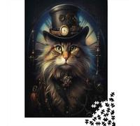 Puzzles for Adults 1000 Pieces Steampunk Cat Art Print Jigsaw for Adults Brain Teaser Game Wall Decoration Christmas Birthday Gifts 52x38cm/1000pcs