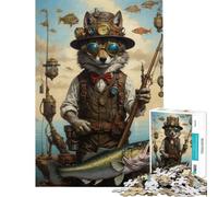 Puzzles for Adults 1000 Pieces Steampunk Wolf Fishing Impossible Game for Educational Game Challenge Toy Gifts Birthday Improve Memory (Size 38x52cm)