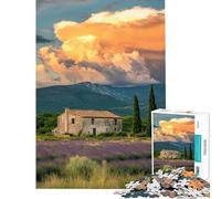 Puzzles for Adults 1000 Pieces Stone House in Lavender Field Help The Brain Exercise Wall Decoration Anti-Stress Toys for 14+ Puzzle Game Offered (38x26cm)