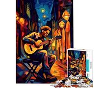 Puzzles for Adults 1000 Pieces Street Musician Guitarist for Educational Game Challenge Toy Hands-on Game Stress Reliever Funny Gifts (Size 50x75cm)