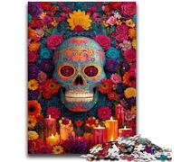 Puzzles for Adults 1000 Pieces Sugar Skull Woman Difficult And Challenge with Matching Poster And Trivia Sheet for Age 14 50x75cm