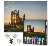 Puzzles for Adults 1000 Pieces, Sun Star on Whitby Abbey Jigsaw Puzzles, Gothic Ruins Adult Puzzle for Adults, Educational Fun Games or Toys for Elders Friends 20X27 INCH