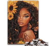 Puzzles for Adults 1000 Pieces Sunflower African Woman Challenging To Complete But Fun And Humorous Unique Birthday And Gifts 50x75cm