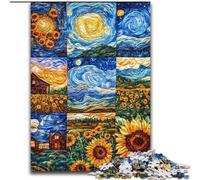 Puzzles for Adults 1000 Pieces Sunflower Collage, Family Game Stress Reliever Difficult Challenge A Work of Art for Ages 14+ (Size 50x75cm)