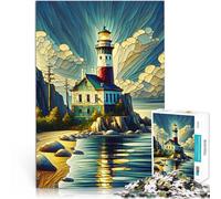 puzzles for adults 1000 pieces Sunny Day Lighthouse Lernspiel-Herausforderungsspielzeug Geburtstagsgeschenk52x38cm