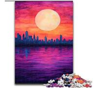 Puzzles for Adults 1000 Pieces Sunset in The City, Help The Brain Exercise Addictive Toys to Cultivate Patience Enhance Memory (Size 26x38cm)