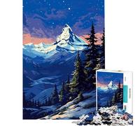 Puzzles for Adults 1000 Pieces Swiss Alps Winter Night Brain Intelligence Challenge Addictive Toys Fun Games Stress Reliever Gifts for Women Men (Size 75x50cm)