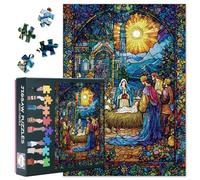 Puzzles for Adults 1000 Pieces, The Birth Of Jesus Christ Jigsaw Puzzles, Stained Glass Adult Puzzle for Adults, Educational Fun Games or Toys for Elders Friends 20X27 INCH