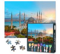 Puzzles for Adults 1000 Pieces, The Blue Mosque Jigsaw Puzzles, Islamic Landmarks in Turkey Adult Puzzle for Adults, Educational Fun Games or Toys for Elders Friends 20X27 INCH