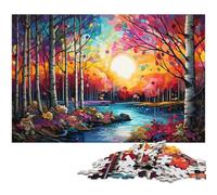 Puzzles for Adults 1000 Pieces The Colorful Psychedelia of Arctic Birch Jigsaw Puzzle A Work of Art for And Teenager Age 14 Years Up 1000 PCS(75x50cm)