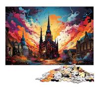 Puzzles for Adults 1000 Pieces The Colorful Psychedelia of Gothenburg Cathedral Precision Cut Jigsaw Puzzle Is Ideal As Gifts for The Whole Family 1000pcs(38x26cm)