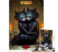 Puzzles for Adults 1000 Pieces The Lovers - Cat Tarot Card Home Decoration Toys Art Work Gift for Educational Game Wishlist with Santa Claus Size 50x75cm