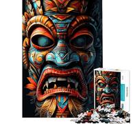 Puzzles for Adults 1000 Pieces Tiki Mask Tribe Indigenous Jigsaw for Adults Hands-on Game Perfect Decoration Unique Birthday And Xmas Gifts (Size 50x75cm)