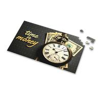 Puzzles For Adults 1000 Pieces Time Is Money: Clock, Cash, And Gold Picture Puzzle Jigsaw Puzzles 1000 Pieces Puzzle(500PCS)