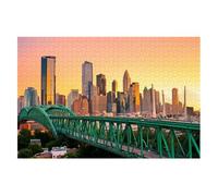 Puzzles for Adults 1000 Pieces Tobin bridge Zakim bridge Boston skyline panorama sunset Wooden Jigsaw Puzzles Challenging Fun Family Game Gifts Toy for Kids Seniors Party Boys Girls