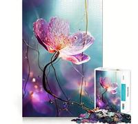 Puzzles for Adults 1000 Pieces Translucent Pink Flower with Water Droplets Exact Edge Art Creative Skill Toy Cozy Time Game Christmas Art Piece(38x26cm)