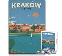 Puzzles for Adults 1000 Pieces Travel to Krakow Educational Family Game Stress Reliever Gift For Birthdays Size 38x52cm