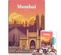 Puzzles for Adults 1000 Pieces Travel to Mumbai, Stress Reliever Staycation Kill Time,Every Piece Is Unique - Challenging Family Fun Game Suitable for And 14 38x26cm