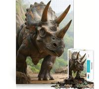 Puzzles for Adults 1000 Pieces Triceratops Dinosaur Exact Edge Art Creative Skill Toy Cozy Time Game Christmas Art Piece (38x52cm)