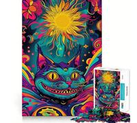 Puzzles for Adults 1000 Pieces Trippy Cheshire Cat Exact Edge Art Creative Skill Toy Cozy Time Game Christmas Art Piece(38x26cm)