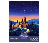 Puzzles for Adults 1000 Pieces Tuscan Village Night Puzzles for Adults Brain Teaser Game Home Decoration Fun Activities at Home 38x26cm/1000pcs