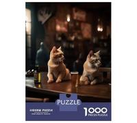 Puzzles for Adults 1000 Pieces Two Cats Bar Beer Drinking Puzzles for Adults Brain Teaser Game Home Decoration Fun Activities at Home 70x50cm/1000pcs