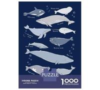 Puzzles for Adults 1000 Pieces Types of Whales Fishes Jigsaws for Adults Brain Teaser Game Analysis And Logic Unique Birthday And Xmas Gifts 70x50cm/1000pcs