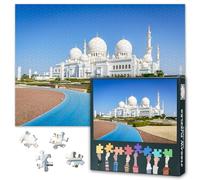 Puzzles for Adults 1000 Pieces, UAE Landmark Mosque Jigsaw Puzzles, Grand Mosque in Abu Dhabi Adult Puzzle for Adults, Educational Fun Games or Toys for Elders Friends 20X27 INCH