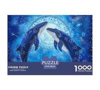 。 Puzzles for Adults 1000 Pieces, Upgraded Version 38x26cm/1000pcs Mandala Two Whales Educational Games Brain Challenge Surreal Whale Puzzles for Adult Kids