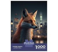 Puzzles for Adults 1000 Pieces Urban Fox in The Big City Jigsaws for Adults Brain Teaser Game Pattern Assembly Challenging Game Gifts 52x38cm/1000pcs