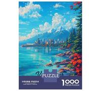 Puzzles for Adults 1000 Pieces Vancouver Cityscape with Mountains And Water Jigsaws for Adults Brain Teaser Game Pattern Assembly Challenging Game Gifts 38x26cm/1000pcs