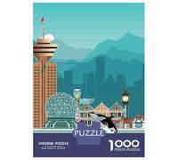 Puzzles for Adults 1000 Pieces Vancouver Travel Print Puzzles for Adults Brain Teaser Game Home Decoration Fun Activities at Home 52x38cm/1000pcs
