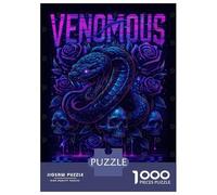 Puzzles for Adults 1000 Pieces Venomous Snake with Skulls And Roses Puzzles for Adults Brain Teaser Game Home Decoration Fun Activities at Home 70x50cm/1000pcs