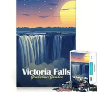 Puzzles for Adults 1000 Pieces Victoria Falls, Zimbabwe∕Zambia Illustration Exact Edge Art Creative Skill Toy Cozy Time Game Christmas Art Piece (38x52cm)