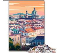Puzzles for Adults 1000 Pieces Vienna Cityscape Illustration, for Age 14 Years And over Home Decor As A Gift for The Whole Family And Friends 50x75cm