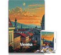 Puzzles for Adults 1000 Pieces Vienna Cityscape Sunset Educational Family Game Stress Reliever Gift For Birthdays Size 38x26cm
