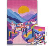 Puzzles for Adults 1000 Pieces Village Amidst Hills Brainteaser Family Games Staycation Kill Time Gifts Ideas Size 38x26cm