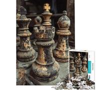 Puzzles for Adults 1000 Pieces Vintage Chess Pieces Learning Educational Toys Brain Teaser Game for The Whole for Women Men (Size 50x75cm)